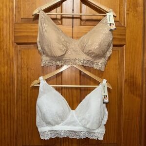 Set Of Two!! No Boundaries Contour Floral Lace Bralette, Women's XXXL - NWT